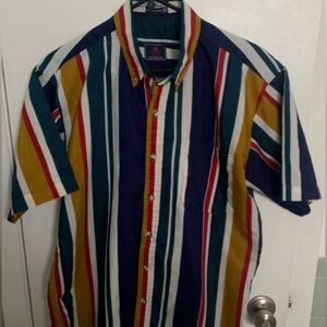Vintage 90s Robbins Striped Button Down Shirt 100% Cotton Mens M